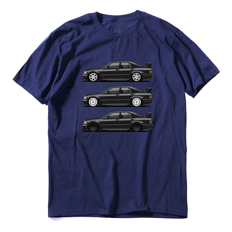 New Germany Car 190 W201 Best Car Cosworth Custom Print Mens Clothes New Arrival Summer Fashion Short Sleeves 100% Cotton
