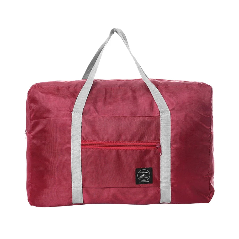 Solid Color Waterproof Folding Travel Bag Lightweight Large Capacity Luggage Bag