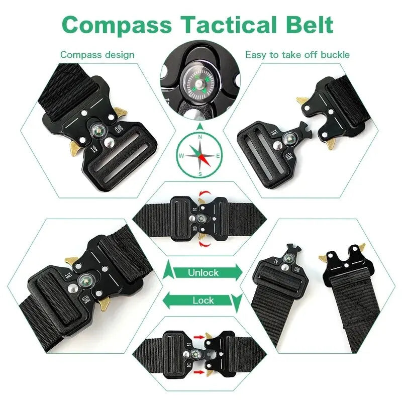 Men's Belt Outdoor Multi Function Compass Belt High Quality Canvas For Nylon Male Luxury Belts Women's Sports Jeans Neutral Belt