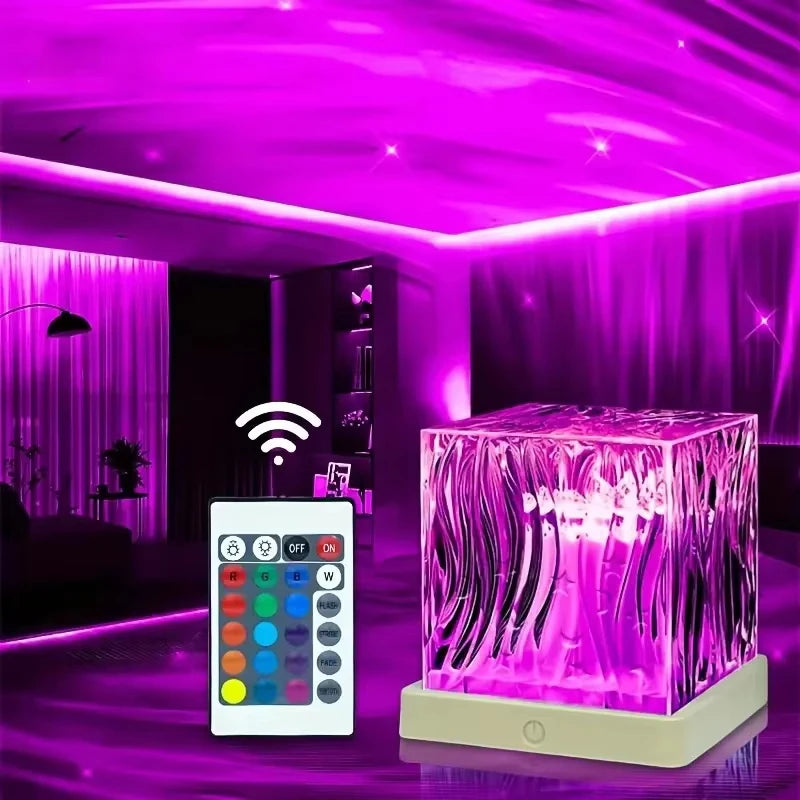Aurora Light Ocean Wave Projector 16Color RGB Auto Rotate Ambient Light Remote Home Room Deco Night Light Birthday Gift for Kids