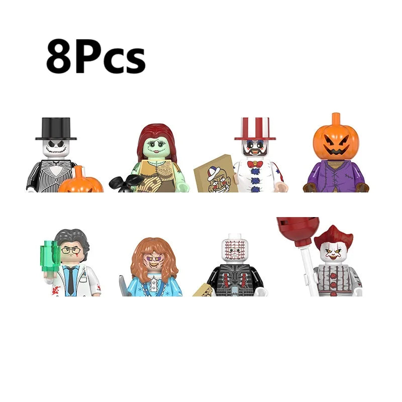 WM6205 Novel Horrible Movie Halloween Pumpkin Witch Nun Vampire Zombies Building Blocks Mini Action Figure Toys