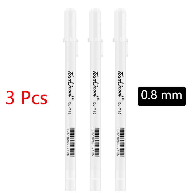White Marker Pens set Oily Waterproof White Gel Pen DIY Graffiti Sketching Marker Stationery Writing School Supplies brush