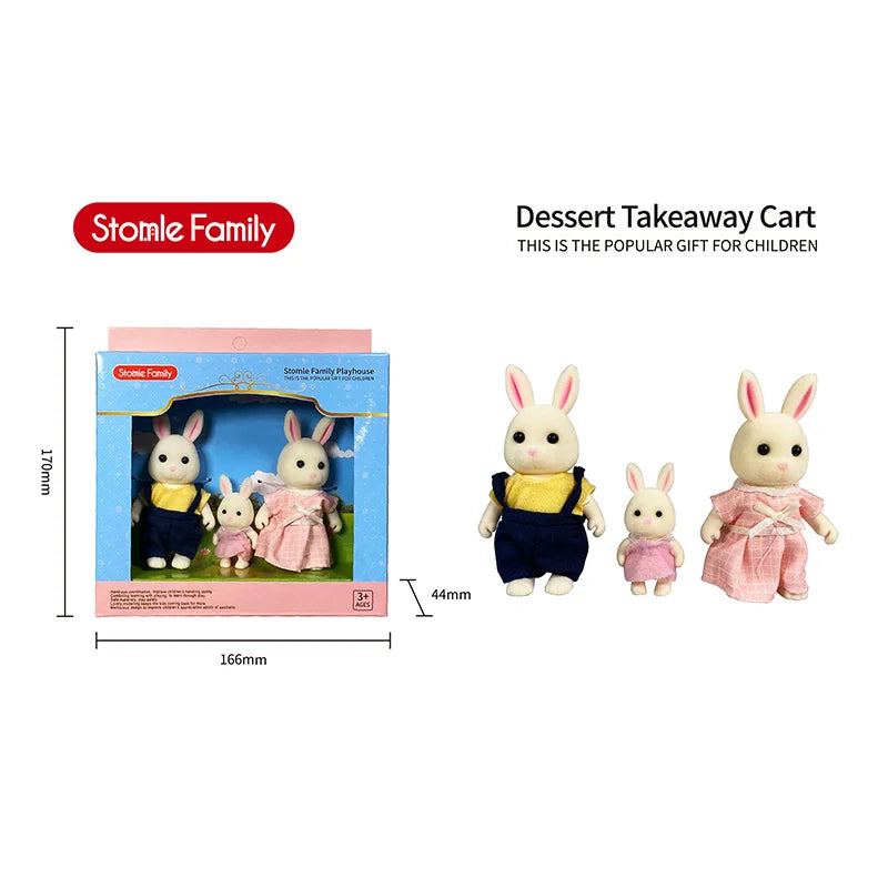 TINSOL New Model Simulated Forest Rabbit Family DIY Toy Set Mini Rabbit and Bear Dolls Children's Playset Christmas Gift