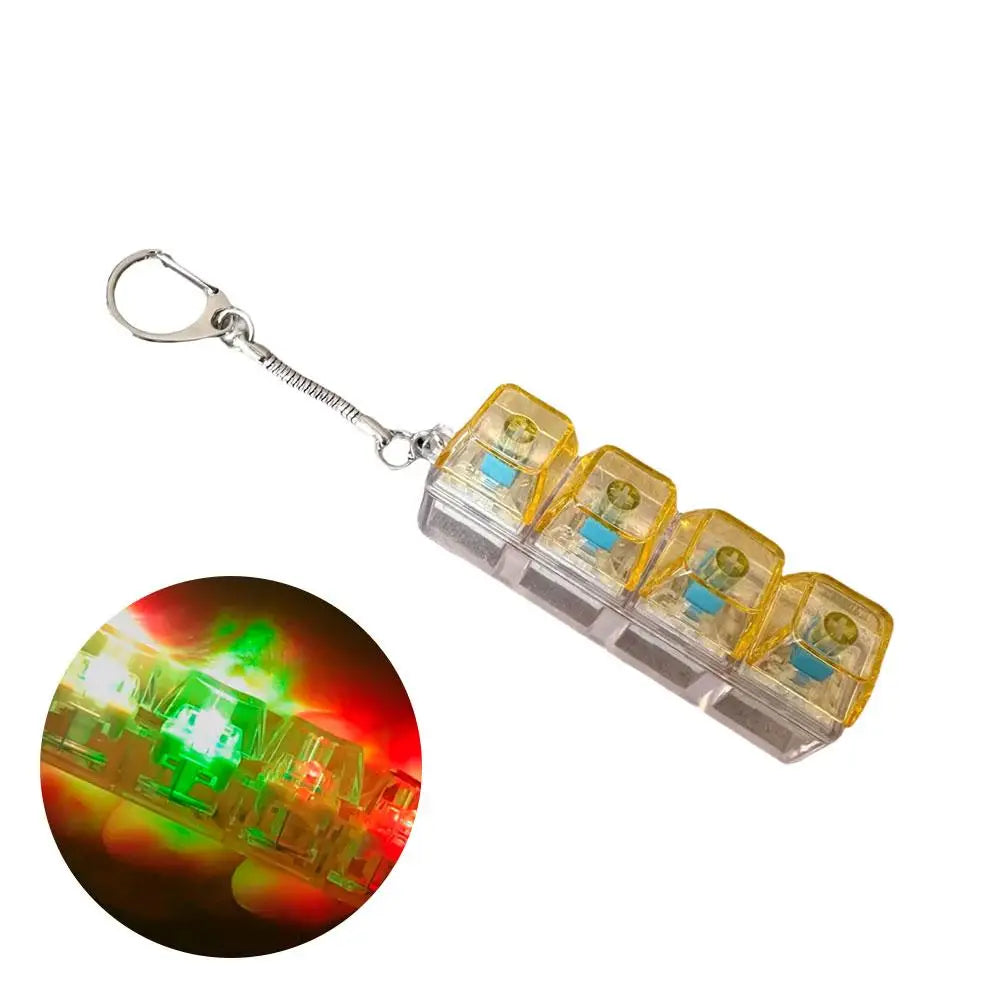 Keyboard Fidget Toys LED Crystal Keycap Keychain Stress Relief Fingertip Gadget Decompression Toys Clicker Fidget Toy