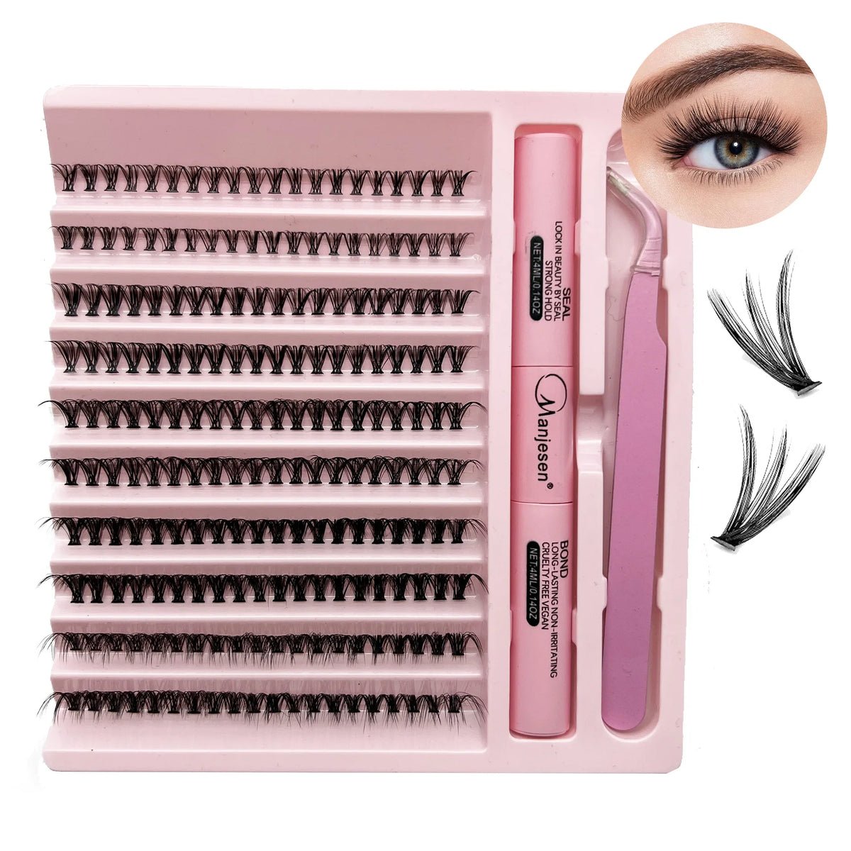 DIY Lashes Extension Kit Eyelashes 200 PCS Clusters Lash Bond and Seal Makeup Tools for Gluing  Lashes Gluing Glue  Accessories