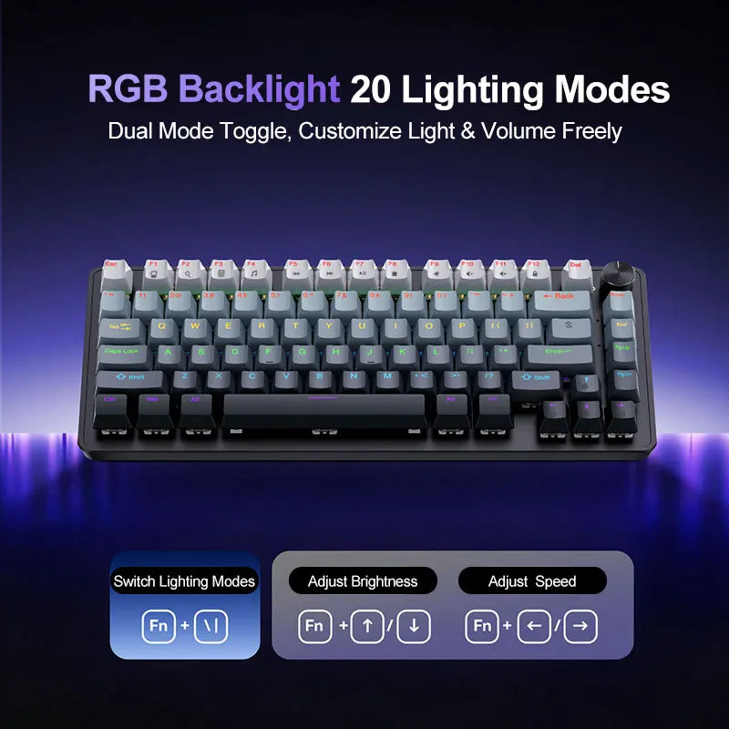 K82 USB Gaming Keyboard APAYADO Red/Blue Switch Option N-Key Rollover Ergonomic Compact 82 Keys for PC