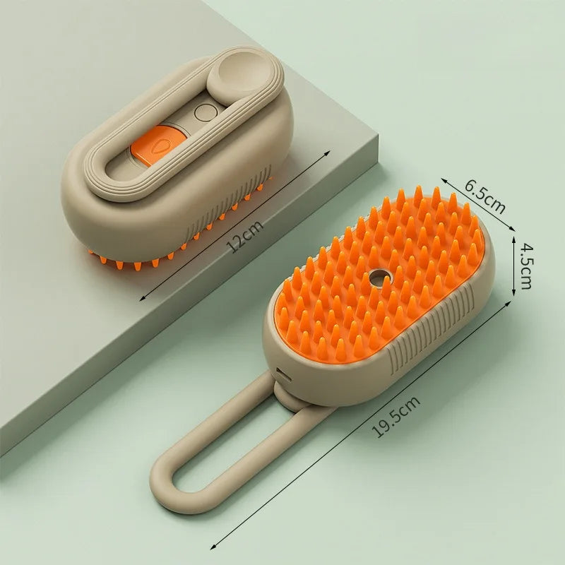 Pet Steam Spray Comb for Detangling and Deshedding No-Wash Grooming Brush for Cats and Dogs Home Use