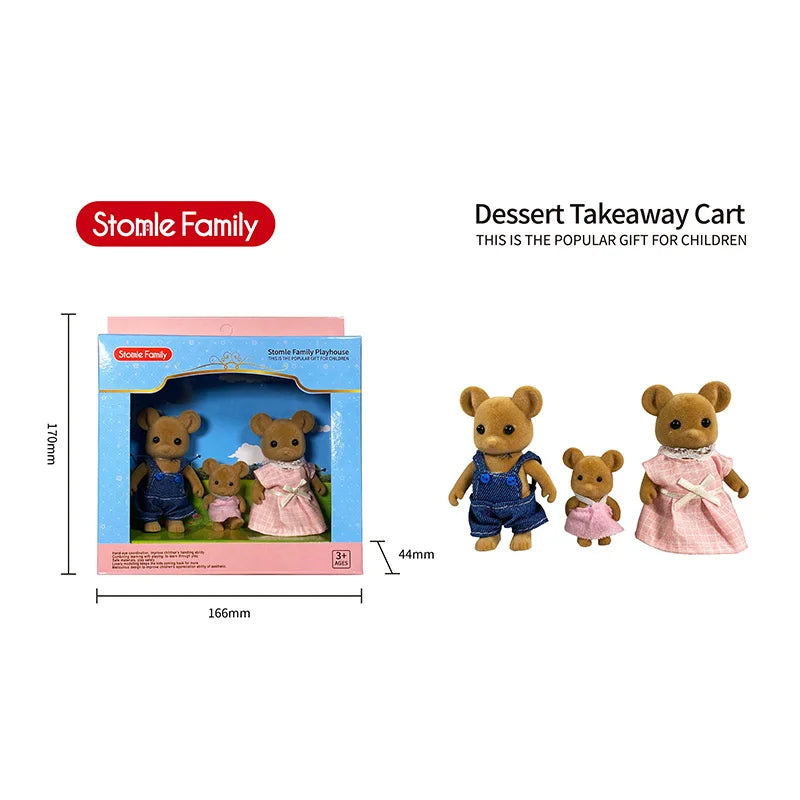 TINSOL New Model Simulated Forest Rabbit Family DIY Toy Set Mini Rabbit and Bear Dolls Children's Playset Christmas Gift