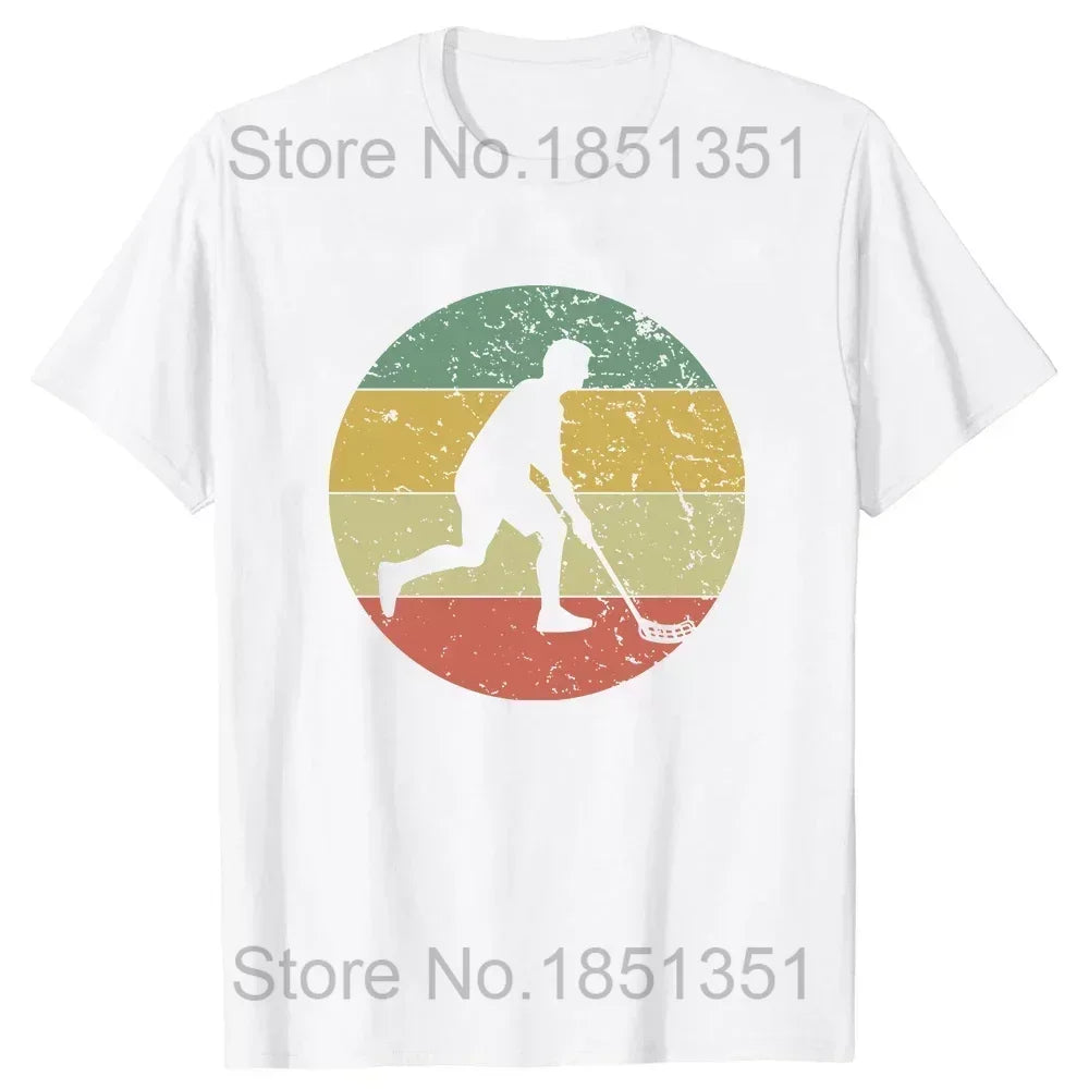 Funny Ice Hockey Player Retro Goalkeeper O-Neck Cotton T Shirt Men Casual Short Sleeve Tees Tops Harajuku Streetwear T-shirt