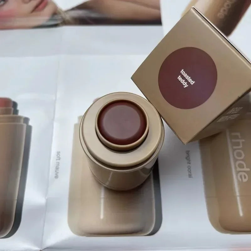 Rhod Pocket Blush LIP Stick Lip And Cheek Hydrating Stick Natural Rouge Powder Blush Cream Lipstick Cheek Easy To Apply Color
