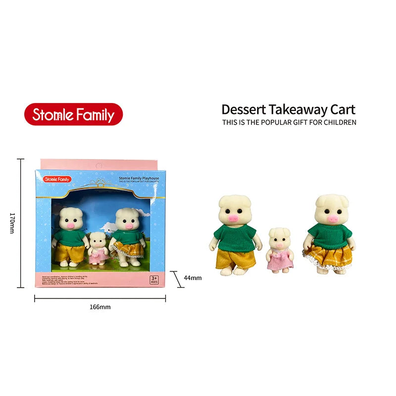 TINSOL New Model Simulated Forest Rabbit Family DIY Toy Set Mini Rabbit and Bear Dolls Children's Playset Christmas Gift