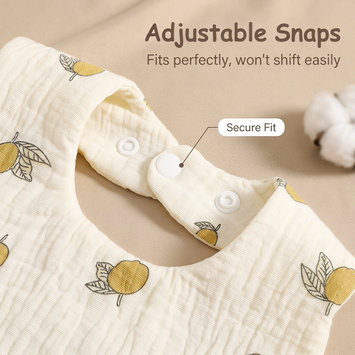 TDHD 6-Layer Crinkle Muslin Flower Baby Bib, 360° Rotating Super Absorbent Bib For Teething Drooling Babies