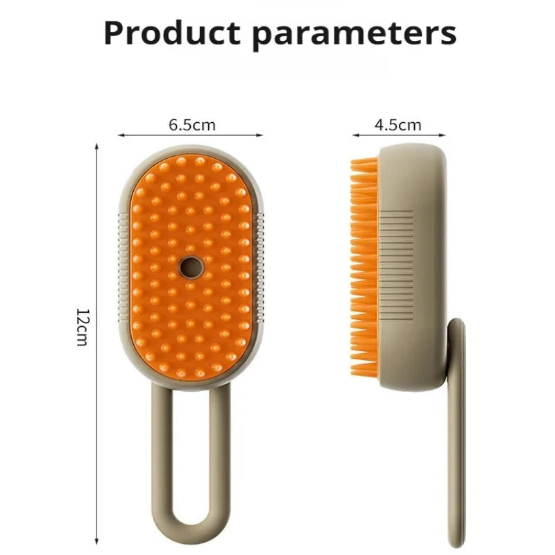 Pet Steam Spray Comb for Detangling and Deshedding No-Wash Grooming Brush for Cats and Dogs Home Use