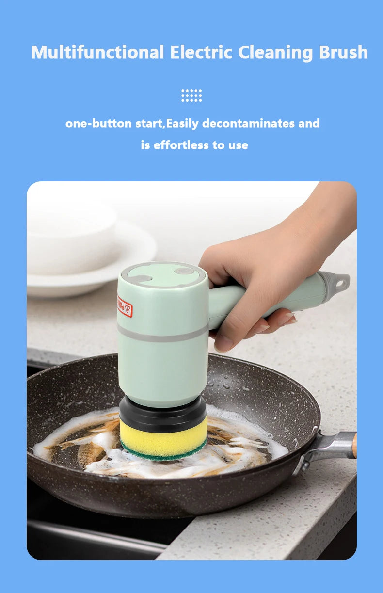 3 in 1 Electric Cleaning Brush Kitchen Dishwashing Home USB Rechargeable Electric Rotary Scrubber Household Appliances Cleaning