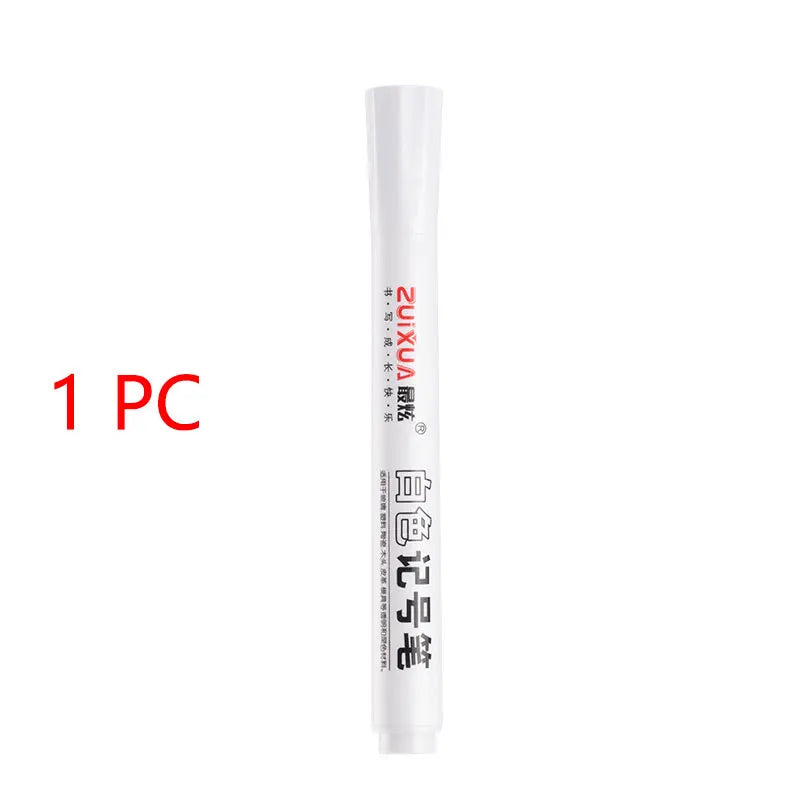 White Marker Pens set Oily Waterproof White Gel Pen DIY Graffiti Sketching Marker Stationery Writing School Supplies brush