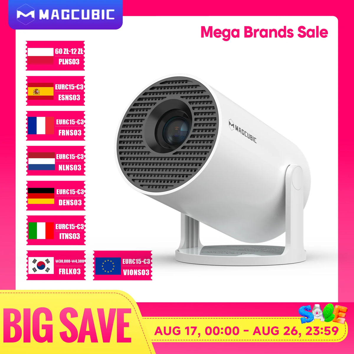 MAGCUBIC Projector HY300 PRO 8K Android 14 Dual Wifi6 290ANSI Allwinner H726 BT5.4 1080P 1280*720P Home Cinema Outdoor Projetor
