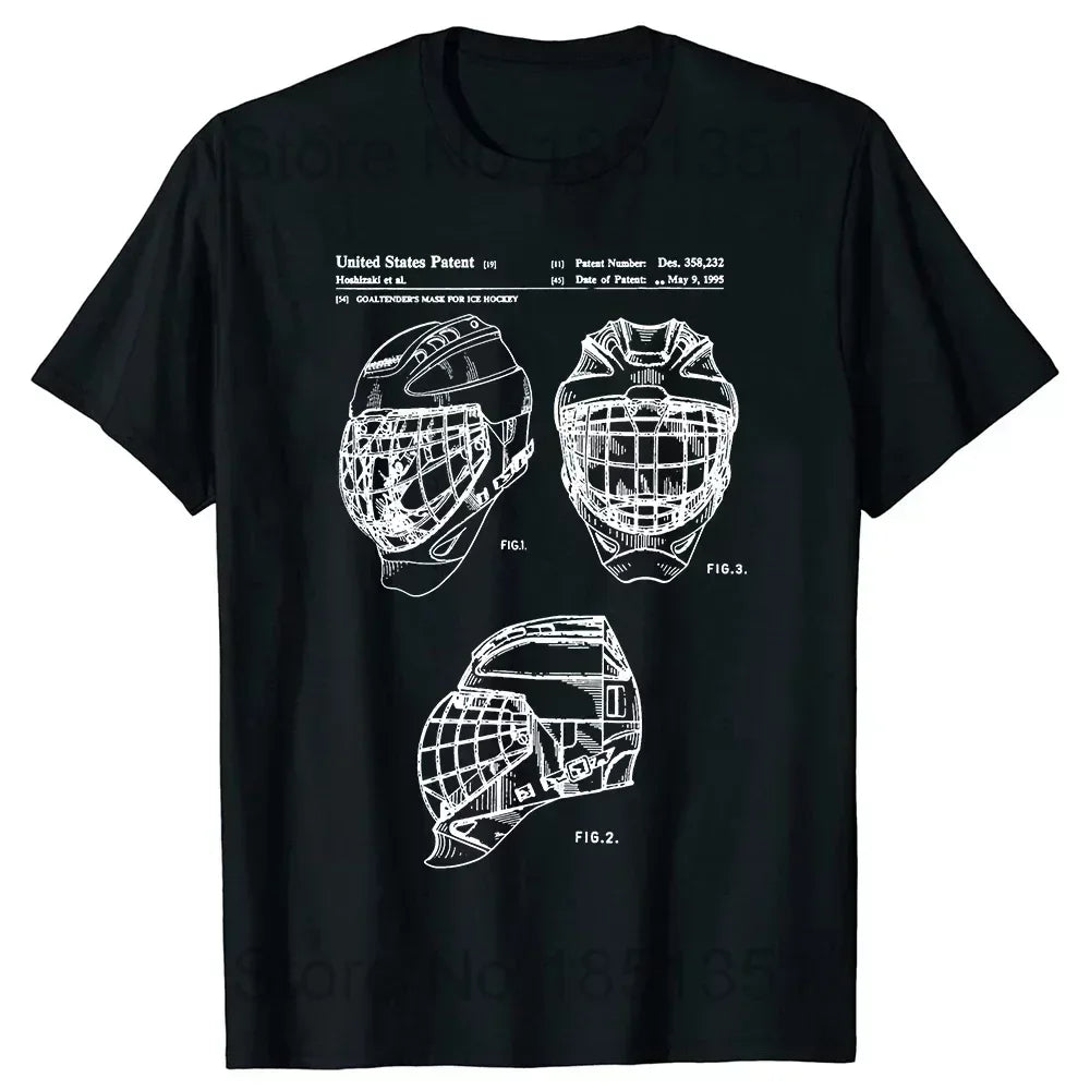 Funny Ice Hockey Player Retro Goalkeeper O-Neck Cotton T Shirt Men Casual Short Sleeve Tees Tops Harajuku Streetwear T-shirt