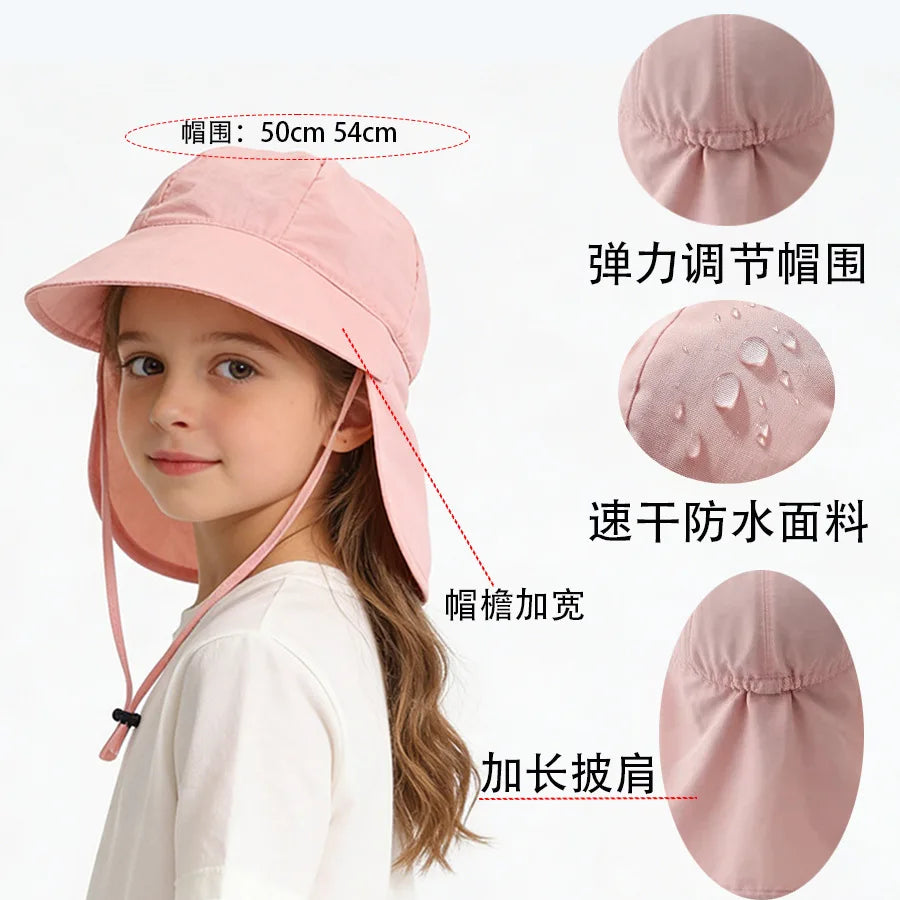Baseball cap children's summer neck-protection sun protection UV-blocking sun hat for children's headgear, suitable for both boy