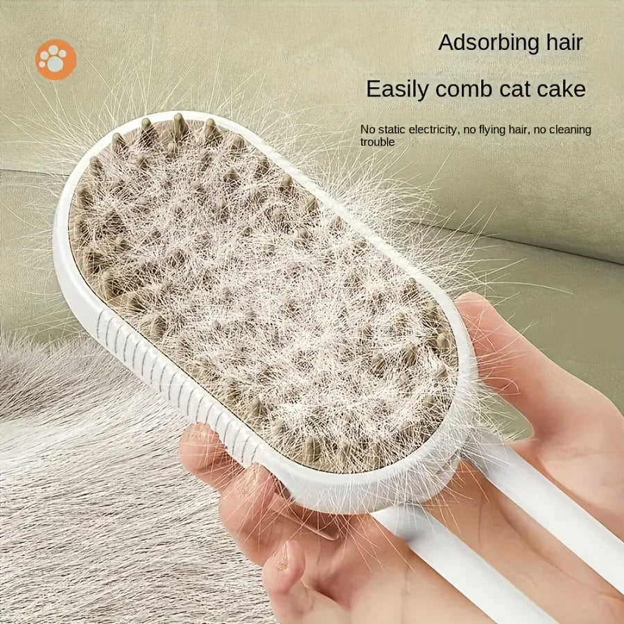 Pet Steam Spray Comb for Detangling and Deshedding No-Wash Grooming Brush for Cats and Dogs Home Use
