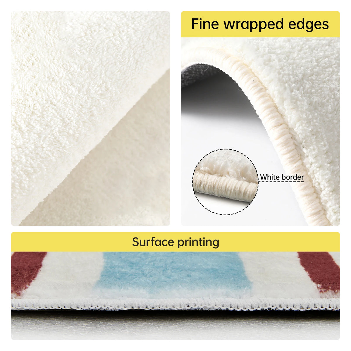 Striped puppy printed short fleece bathroom mat, cute style door mat, indoor small carpet