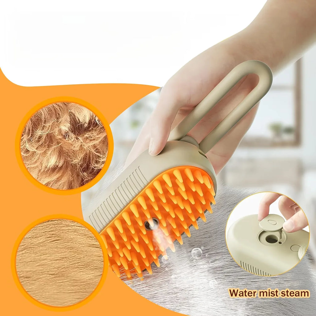 Pet Steam Spray Comb for Detangling and Deshedding No-Wash Grooming Brush for Cats and Dogs Home Use