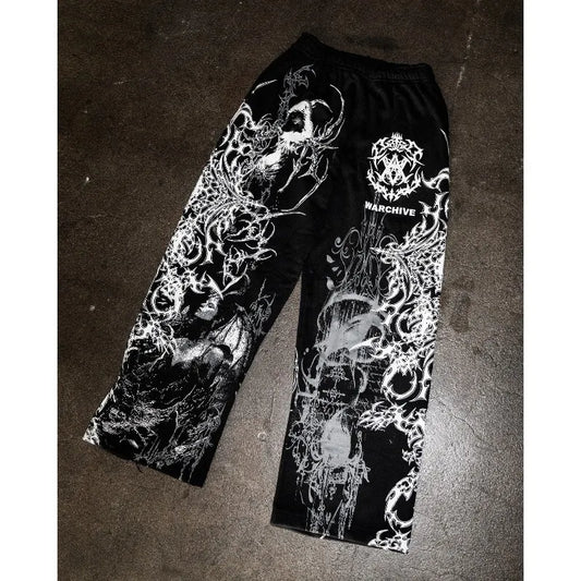 2026 High Street Pants Men Fashion Y2K Sweatpants New Harajuku Hip-Hop Trousers Spring Summer Printed Streetwear Wide-leg Pants