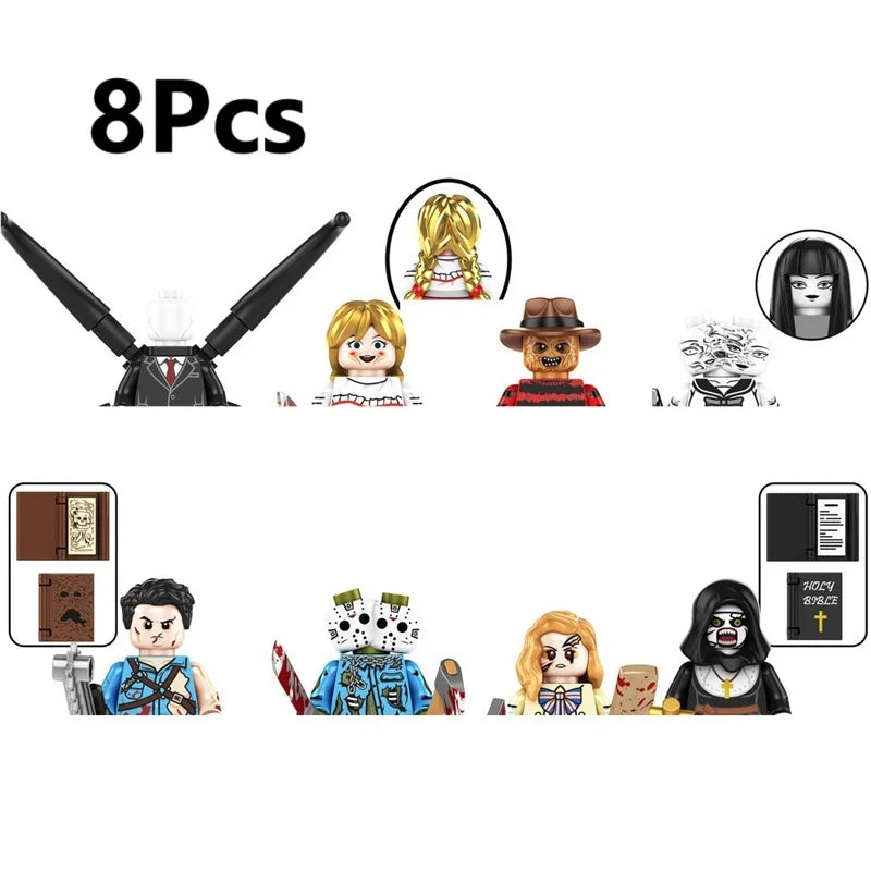 WM6205 Novel Horrible Movie Halloween Pumpkin Witch Nun Vampire Zombies Building Blocks Mini Action Figure Toys