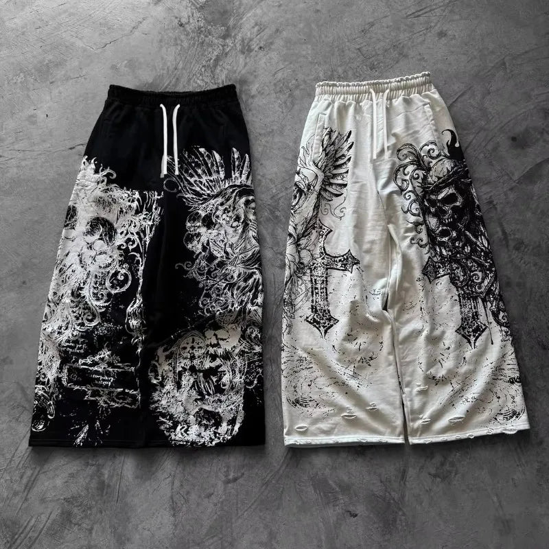 2026 Y2K Trendy Retro Casual Pants Gothic Direct Spray Printing Floor Pants Oversized Unisex Streetwear Fashion Men's Pants