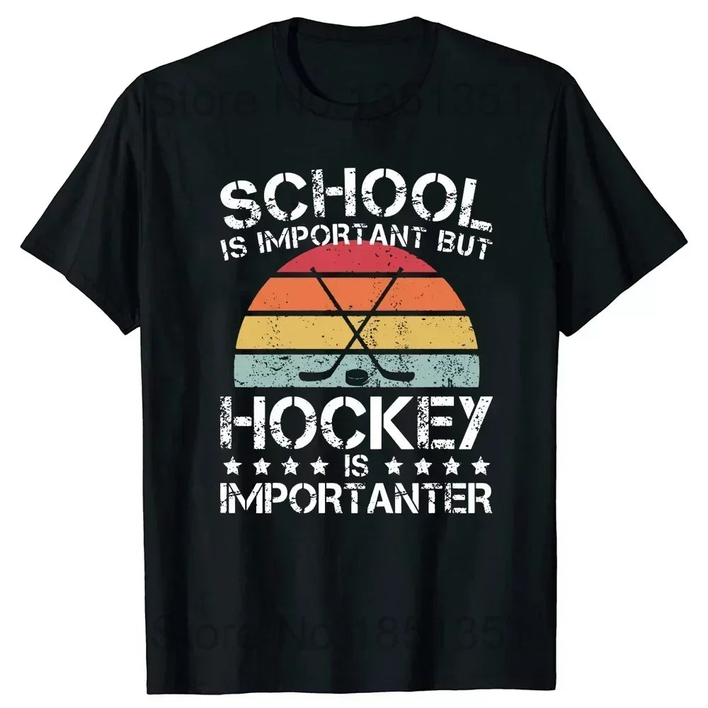 Funny Ice Hockey Player Retro Goalkeeper O-Neck Cotton T Shirt Men Casual Short Sleeve Tees Tops Harajuku Streetwear T-shirt