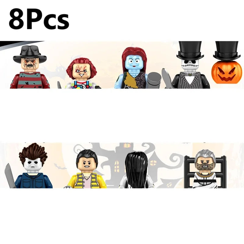 WM6205 Novel Horrible Movie Halloween Pumpkin Witch Nun Vampire Zombies Building Blocks Mini Action Figure Toys