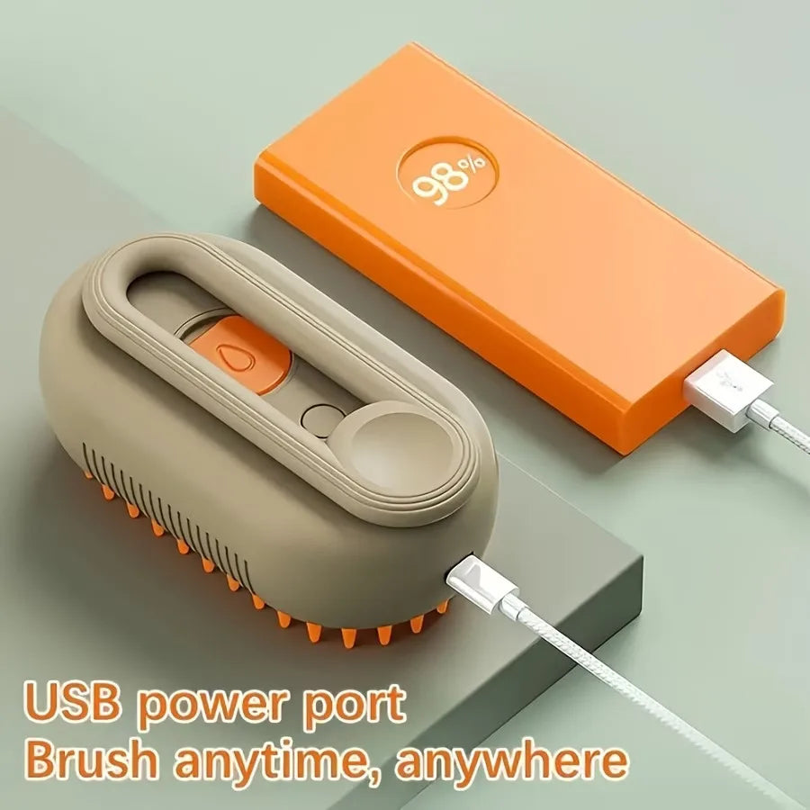 Pet Steam Spray Comb for Detangling and Deshedding No-Wash Grooming Brush for Cats and Dogs Home Use