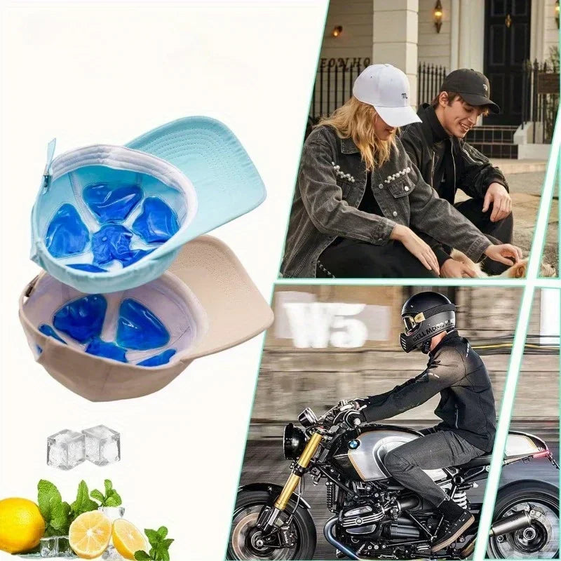 Blue PVC Gel Ice Pack - Adjustable Cooling Pad for Helmets & Hats | Reusable Cold Compress Travel Portable Outdoor Accessory