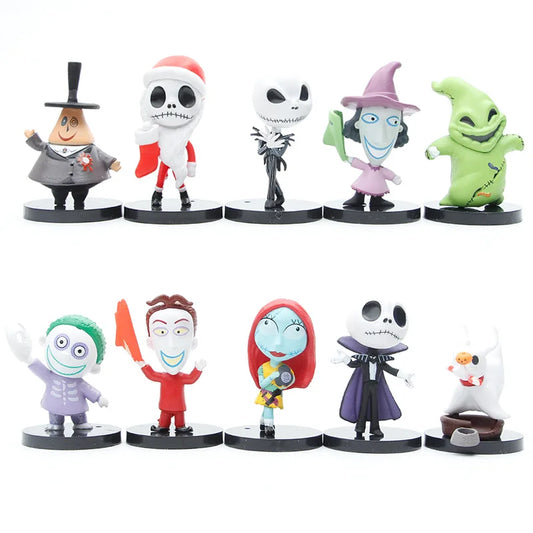 10pcs/set The Nightmare Sally Jack Skellington Christmas PVC Model Vinyl Figurine Halloween Gift Action Figure Toys