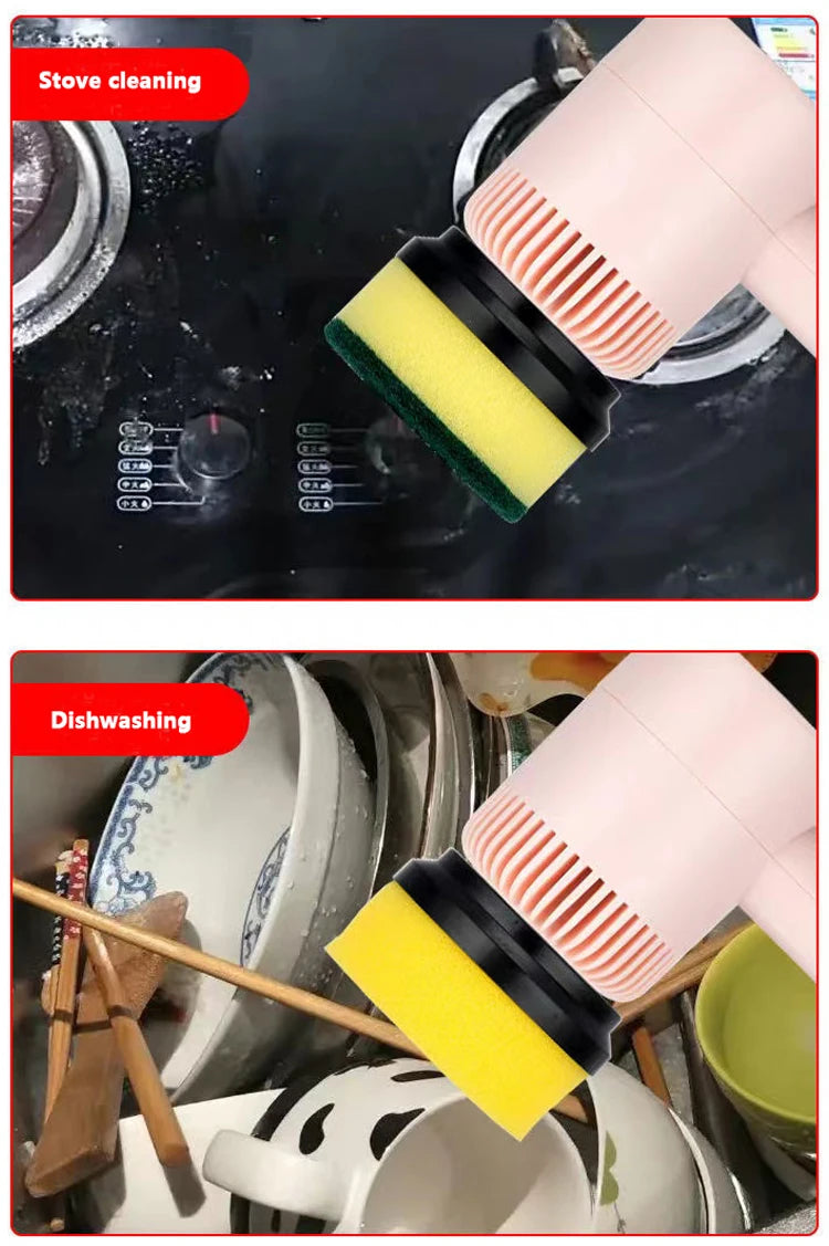 3 in 1 Electric Cleaning Brush Kitchen Dishwashing Home USB Rechargeable Electric Rotary Scrubber Household Appliances Cleaning