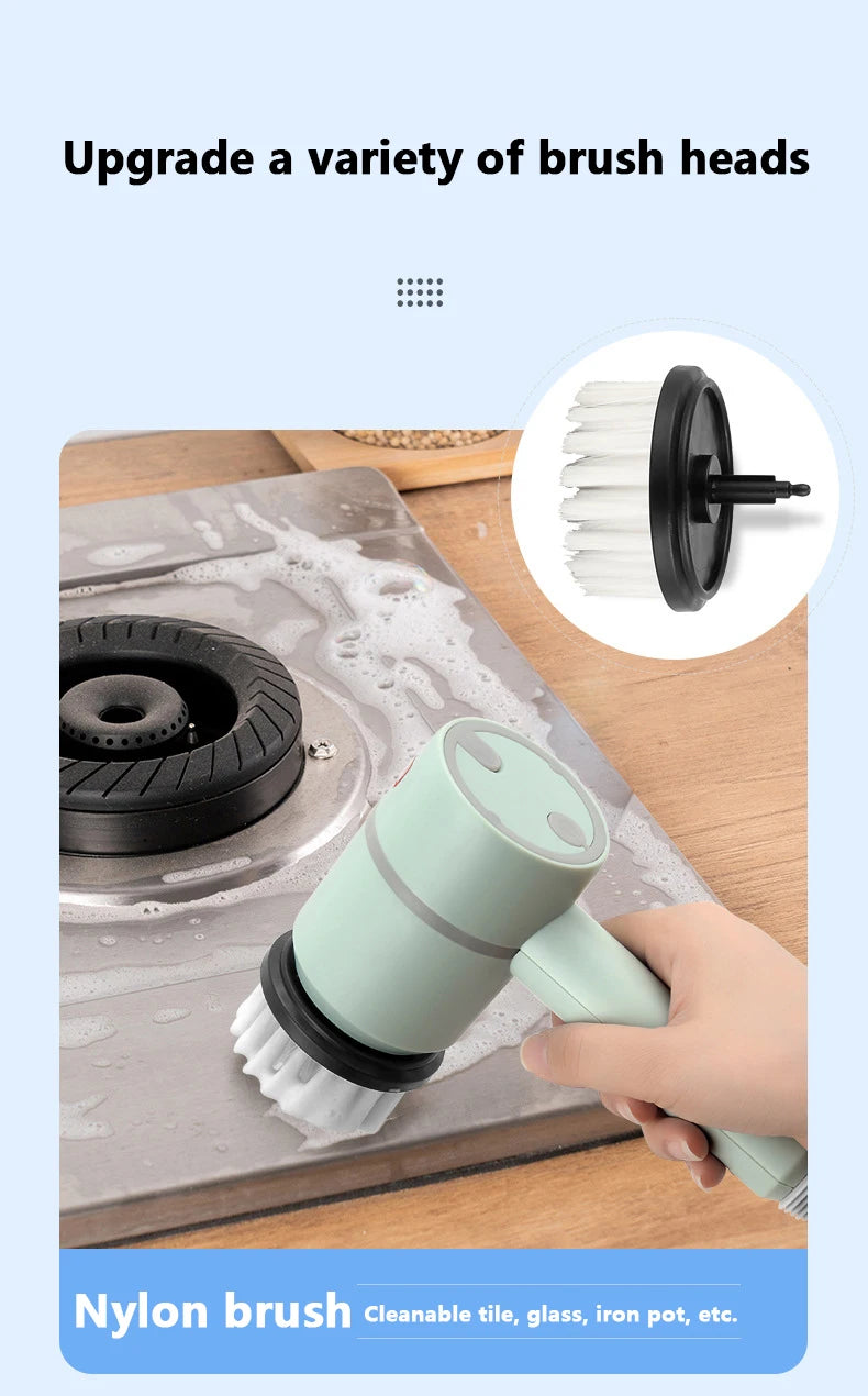 3 in 1 Electric Cleaning Brush Kitchen Dishwashing Home USB Rechargeable Electric Rotary Scrubber Household Appliances Cleaning