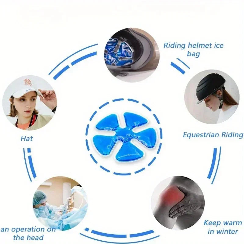 Blue PVC Gel Ice Pack - Adjustable Cooling Pad for Helmets & Hats | Reusable Cold Compress Travel Portable Outdoor Accessory