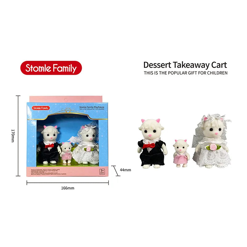 TINSOL New Model Simulated Forest Rabbit Family DIY Toy Set Mini Rabbit and Bear Dolls Children's Playset Christmas Gift