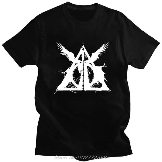 Three Brothers Tale Deathly Hallows Hip-pop Tshirt Fashion Streetwear Cotton T-shirt Casual Couple Tees Daily Comfortable Tops