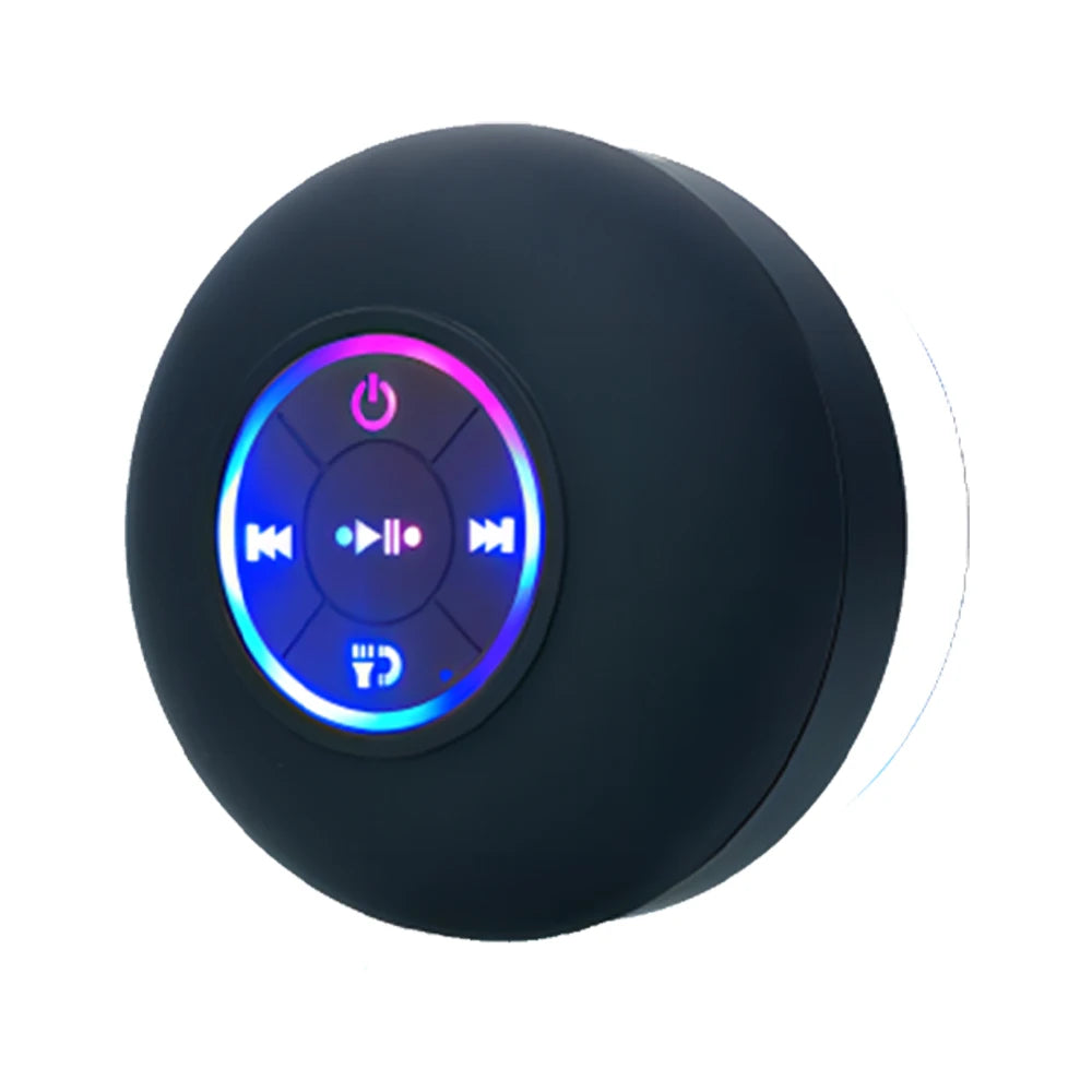 Portable Wireless Bluetooth Speaker LED Light IPX4 Waterproof Loudspeaker Outdoor Bathroom Large Suction Cup Stereo Sound Box