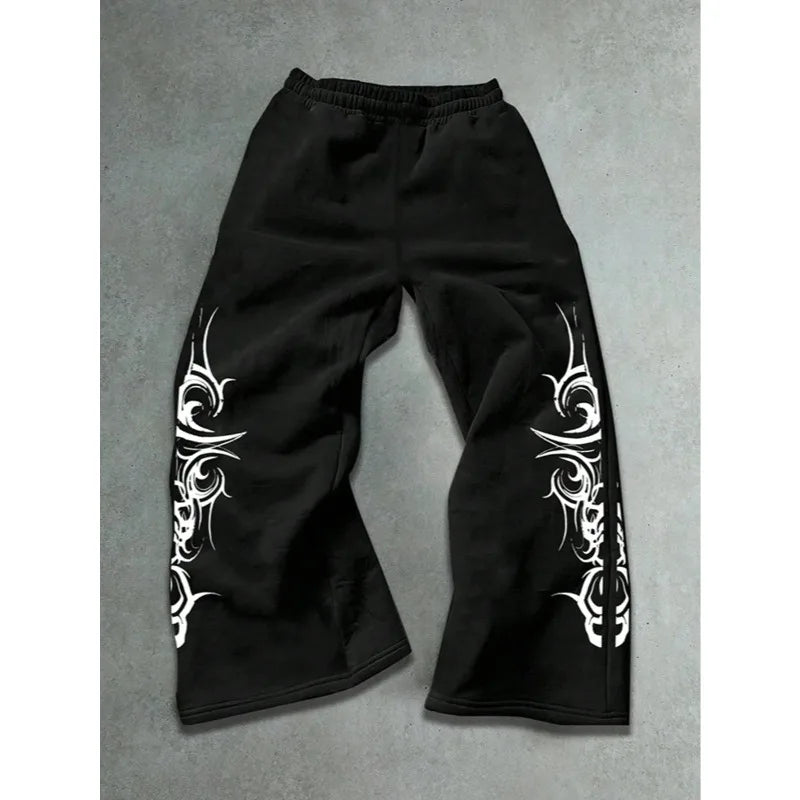 2026 High Street Pants Men Fashion Y2K Sweatpants New Harajuku Hip-Hop Trousers Spring Summer Printed Streetwear Wide-leg Pants