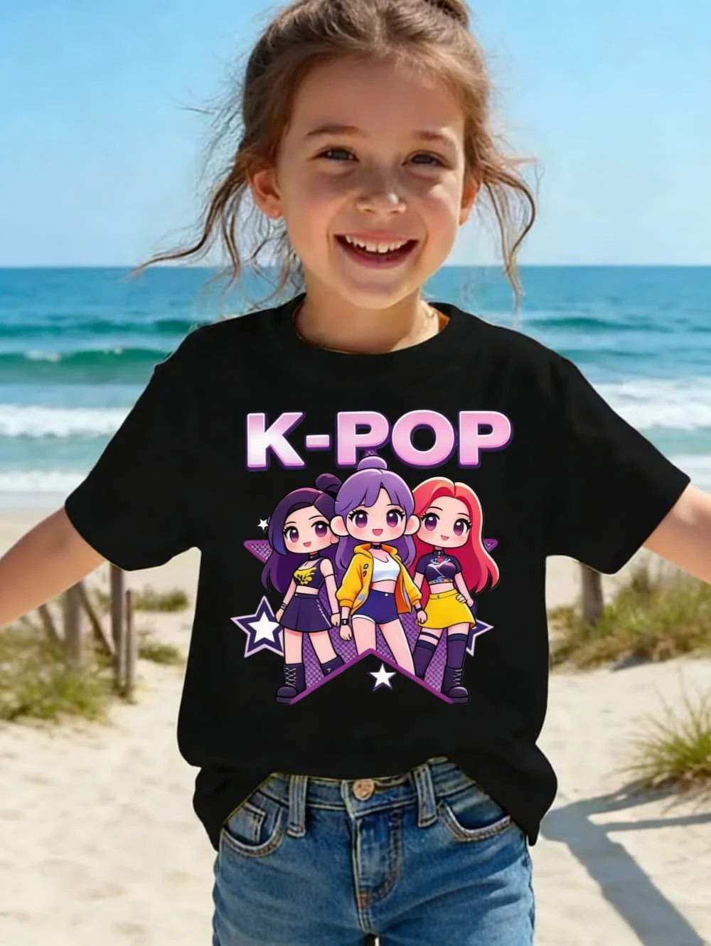 Kpop Children's T Shirt Cartoon Graphic Short Sleeve Summer Comfortable Top Funny Gift for Fans Harajuku T-Shirts Girls Clothes