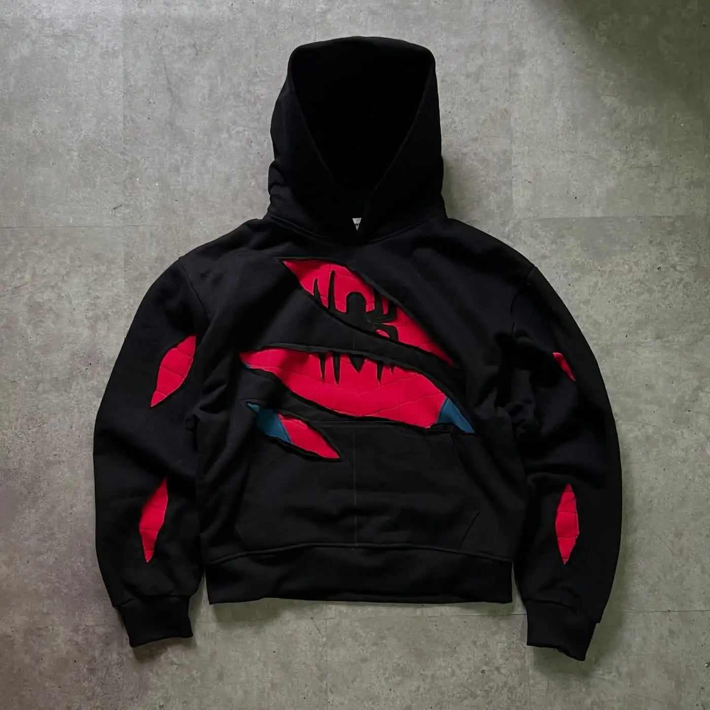 Retro Spider Patchwork Print Hoodies Fashion Oversized Loose Full Zipper Hoodie Men Jacket Gothic American Street Y2k Sweatshirt