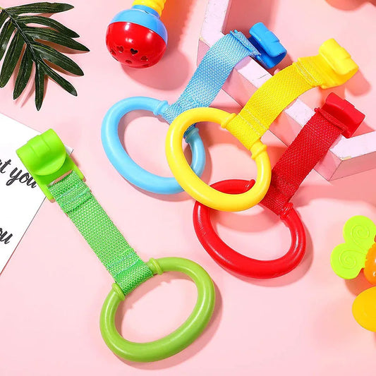 2/3/4Pcs Baby Hand Pull Rings Cribs Playpens Balance Training Ring Infant Stand Hooks Bed Hanging Pendant Household Baby Safety