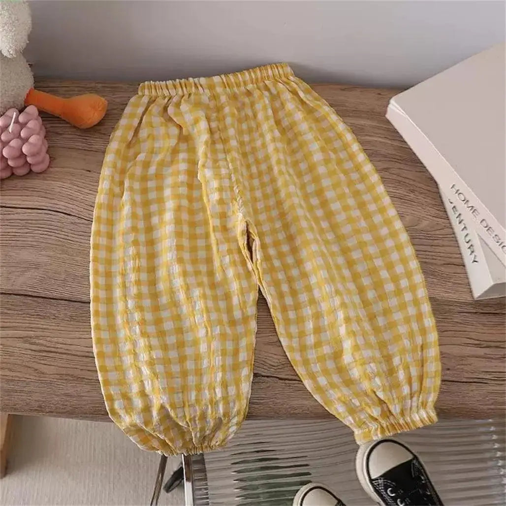 Pink Black Red Pants Outer Wear Kids Thin Loose Casual Trousers 1-6Years Old Child Solid Color Mosquito Pants Spring Summer