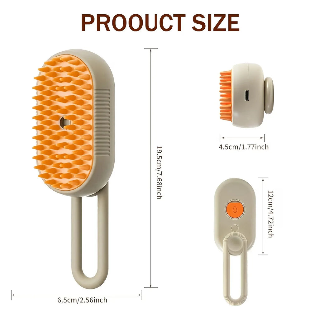 Pet Steam Spray Comb for Detangling and Deshedding No-Wash Grooming Brush for Cats and Dogs Home Use