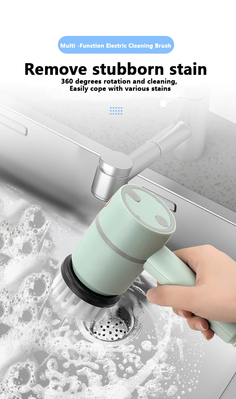 3 in 1 Electric Cleaning Brush Kitchen Dishwashing Home USB Rechargeable Electric Rotary Scrubber Household Appliances Cleaning
