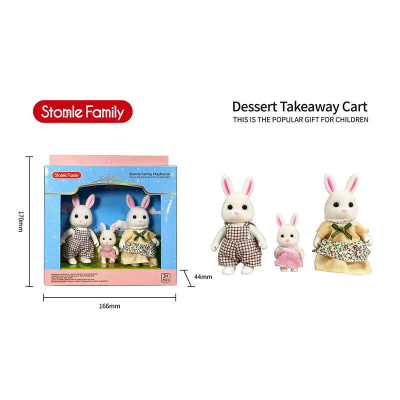 TINSOL New Model Simulated Forest Rabbit Family DIY Toy Set Mini Rabbit and Bear Dolls Children's Playset Christmas Gift