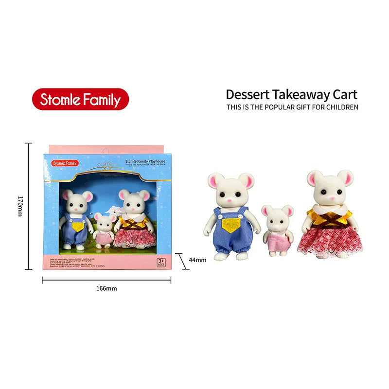 TINSOL New Model Simulated Forest Rabbit Family DIY Toy Set Mini Rabbit and Bear Dolls Children's Playset Christmas Gift