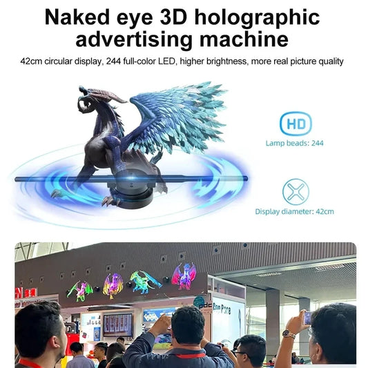 42cm WiFi 3D Holographic Fan Projector, 384LEDs HD LED Hologram Display with APP Remote Control, Support DIY Video, Logo & Icons