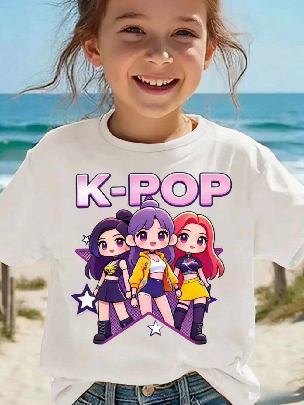 Kpop Children's T Shirt Cartoon Graphic Short Sleeve Summer Comfortable Top Funny Gift for Fans Harajuku T-Shirts Girls Clothes